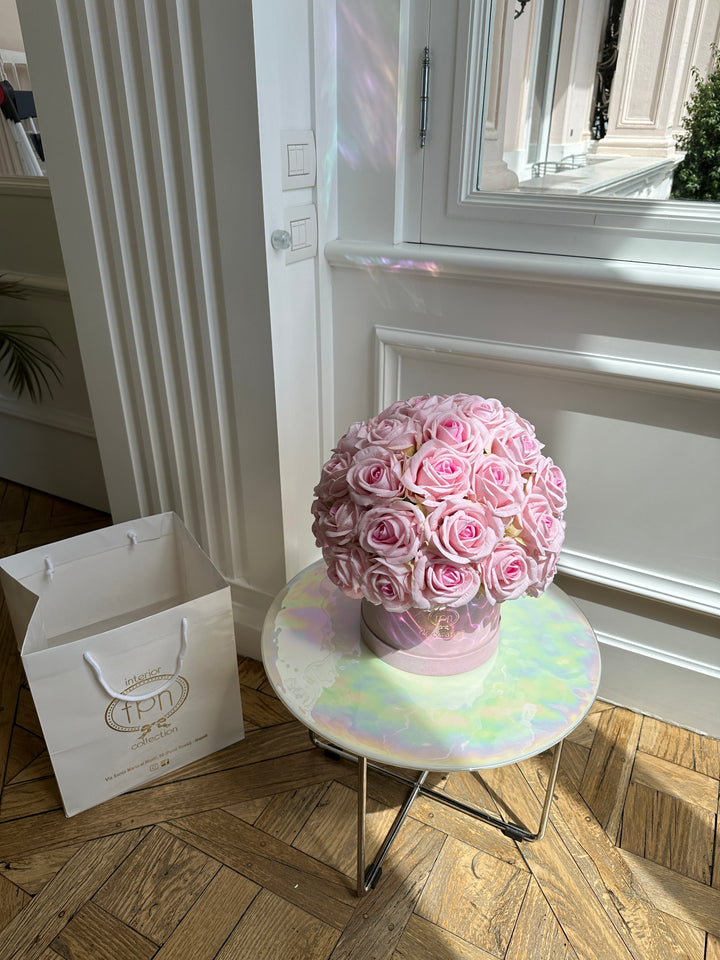 FLOWERY BOX COMPOSTA CON ROSE ARTIFICIALI ROSA-DISPONIBILE IN DUE DIMENSIONI