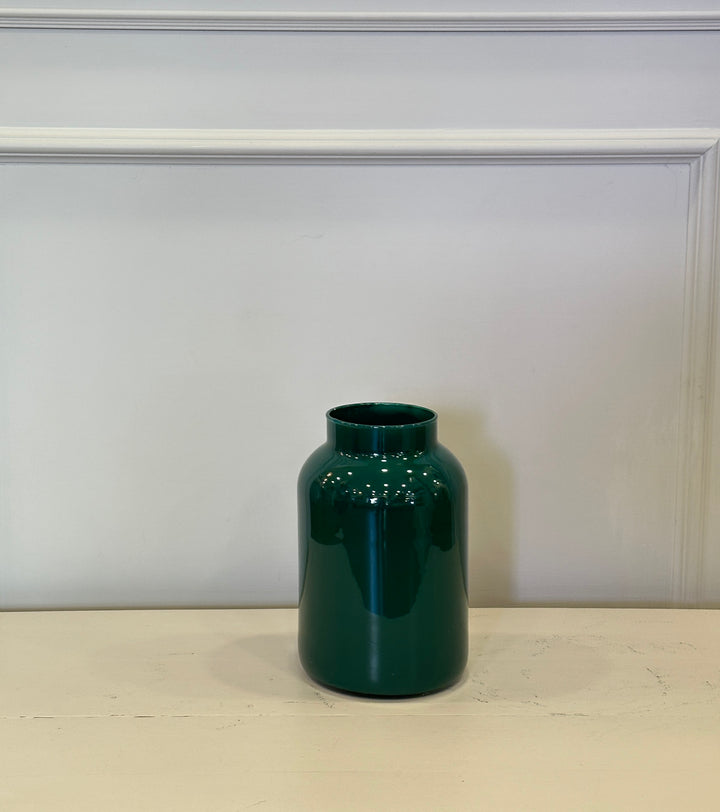 VASO-PORTA FIORI- SMALTATO-VERDE-H26x 13