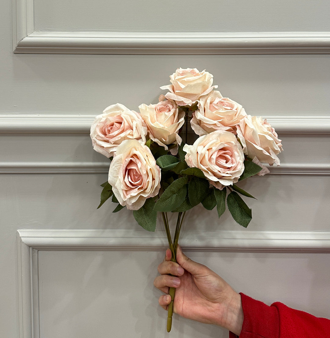 FASCIO-COMPOSTO-DA 7 ROSE-COLORE ROSA CIPRIA-H40cm