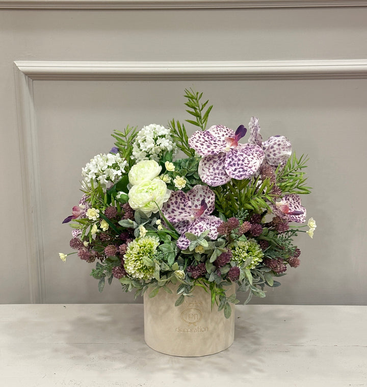FLOVERY-BOX-COMPOSTA CON FIORI ARTIFICIALI--COLORI COME IN FOTO-H40cm