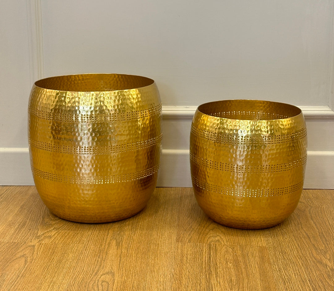 VASO-ORO-IN LATTA-LAVORATO A MANO-DISPONIBILE IN DUE DIMENSIONI.
