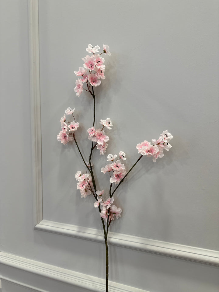 RAMO DI PESCO-ROSA -CON 2 STELI REALISTICO-H 80 cm
