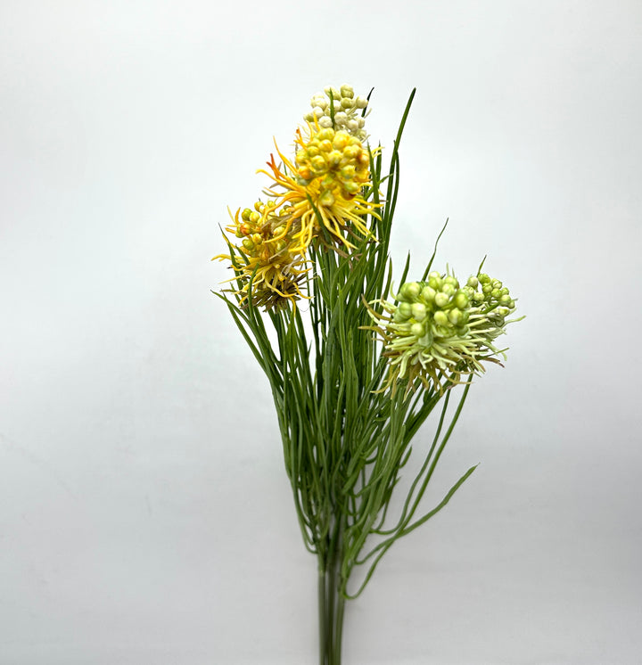 RAMO DI CARDO- CON 6 STELI REAL TOUCH-H60cm VERDE E GIALLO