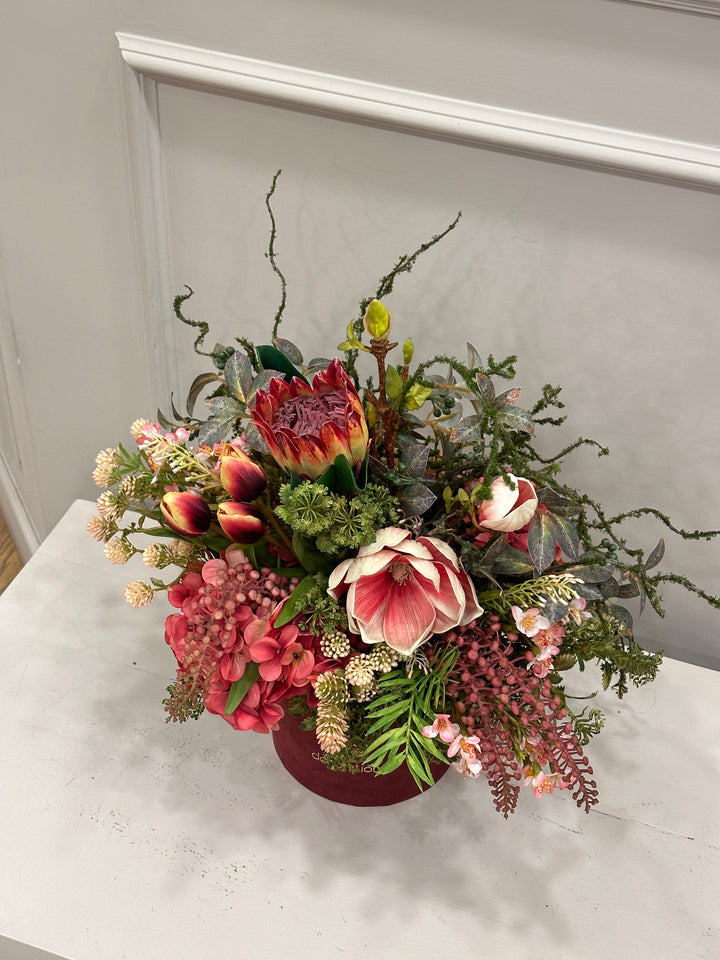 FLOVERY-BOX-COMPOSTA CON FIORI ARTIFICIALI--COLORI COME IN FOTO-H40cm