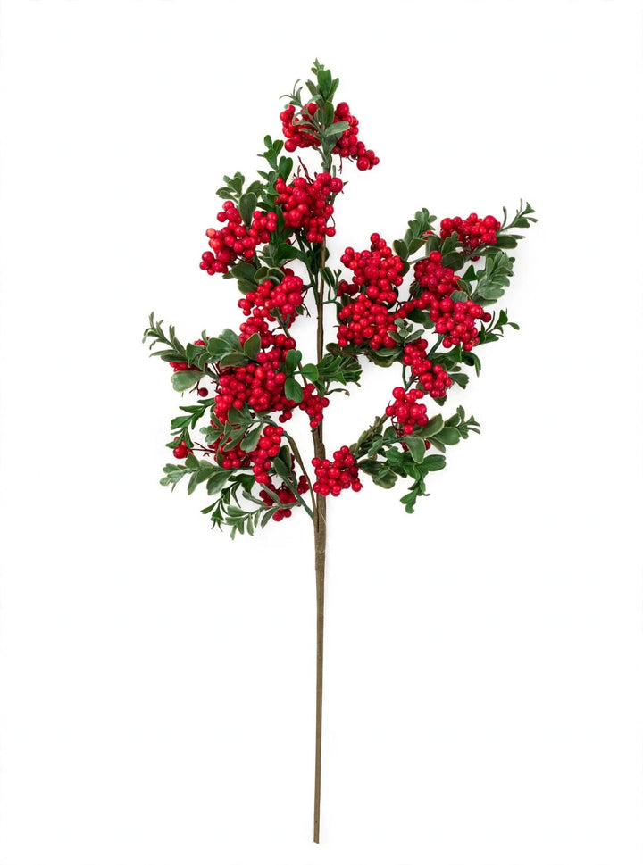 PICK-BACCHE ROSSE-H66cm -CON RAMI VERDE CHIARO