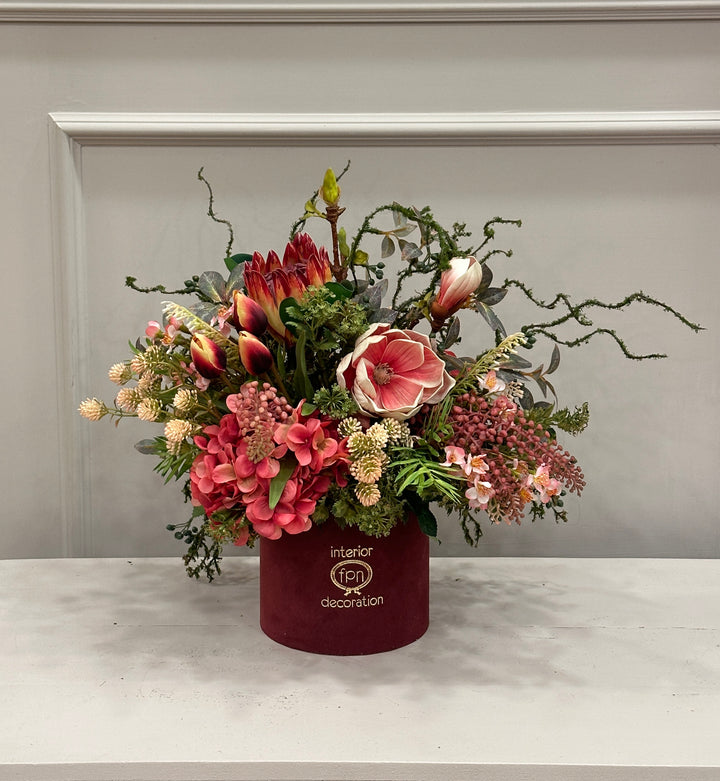 FLOVERY-BOX-COMPOSTA CON FIORI ARTIFICIALI--COLORI COME IN FOTO-H40cm