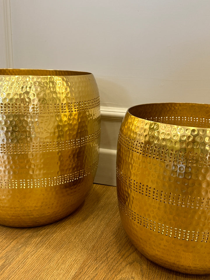 VASO-ORO-IN LATTA-LAVORATO A MANO-DISPONIBILE IN DUE DIMENSIONI.