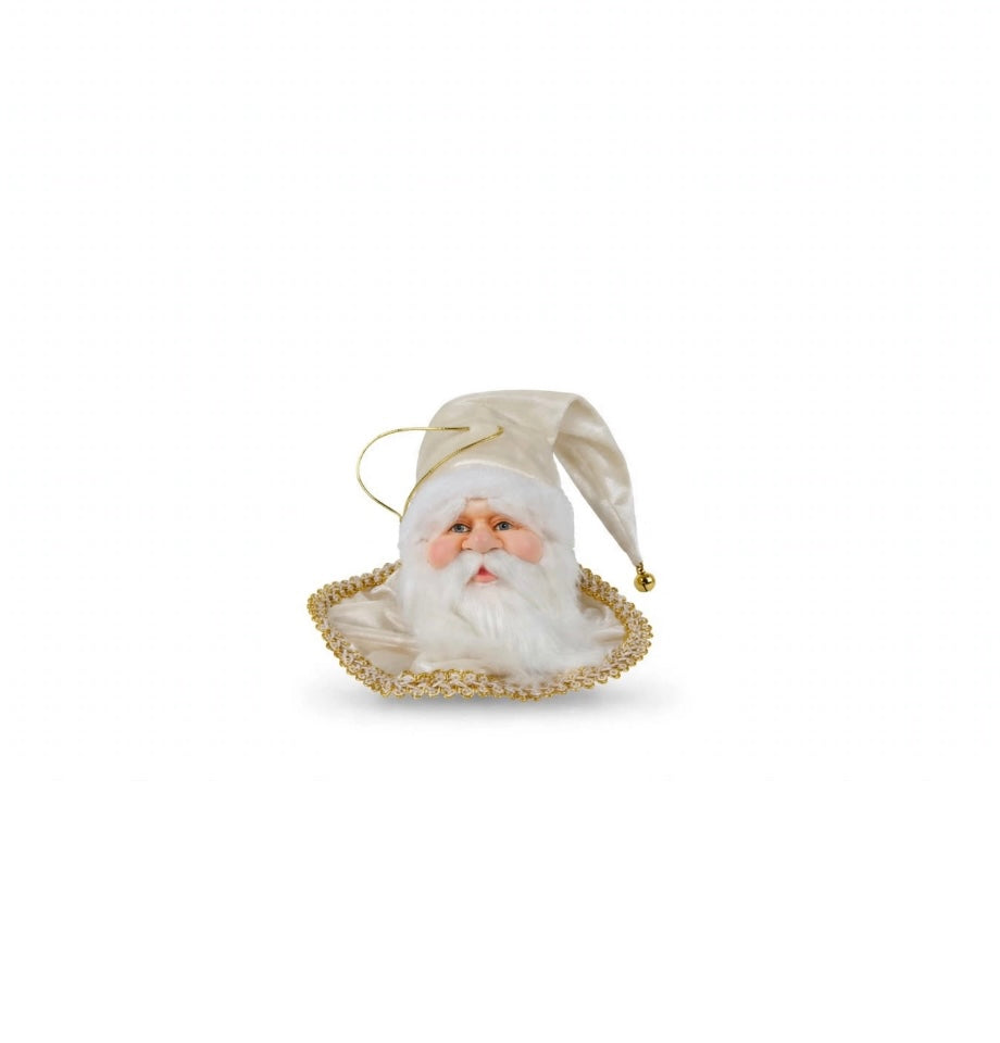 TESTA-BABBO NATALE DA APPENDERE-AVORIO-H30cm