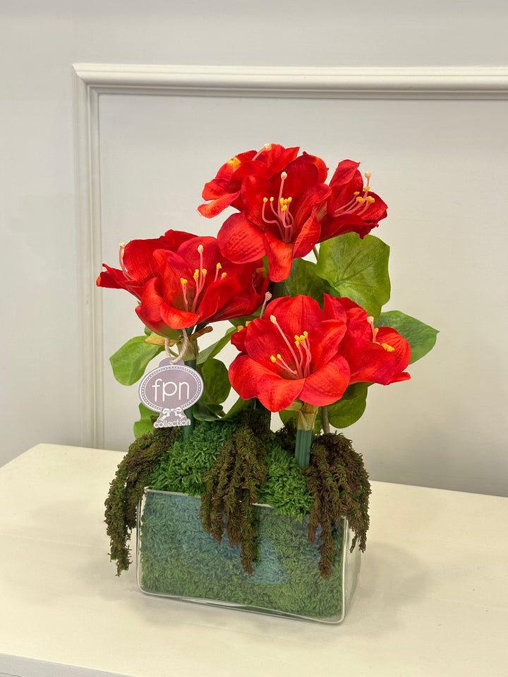 COMPOSIZIONE-IKEBANA-CON AMARILLIS-H40cm x 20cm