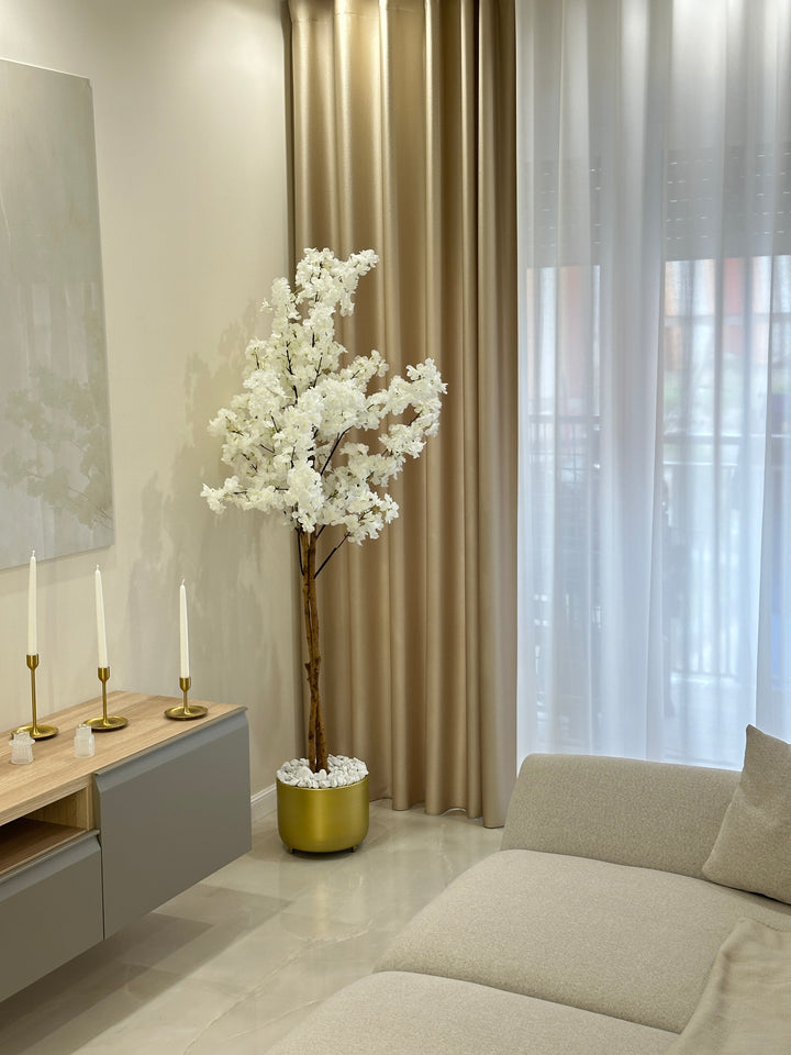 PIANTA-DI MANDORLO-ARTIFICIALE REALISTICA-BIANCO-H190cm- disponibile con due tipologie di  vaso