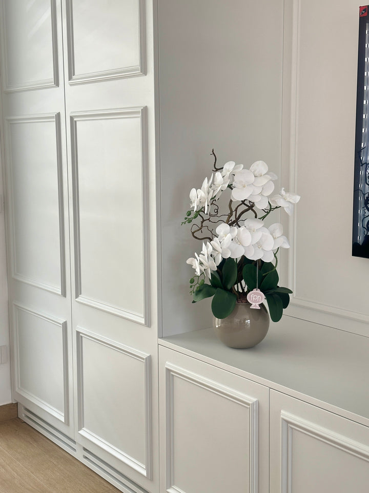 ORCHIDEA-CON VASO TORTORA -ARTIFICIALE-REAL TOUCH-H65cm