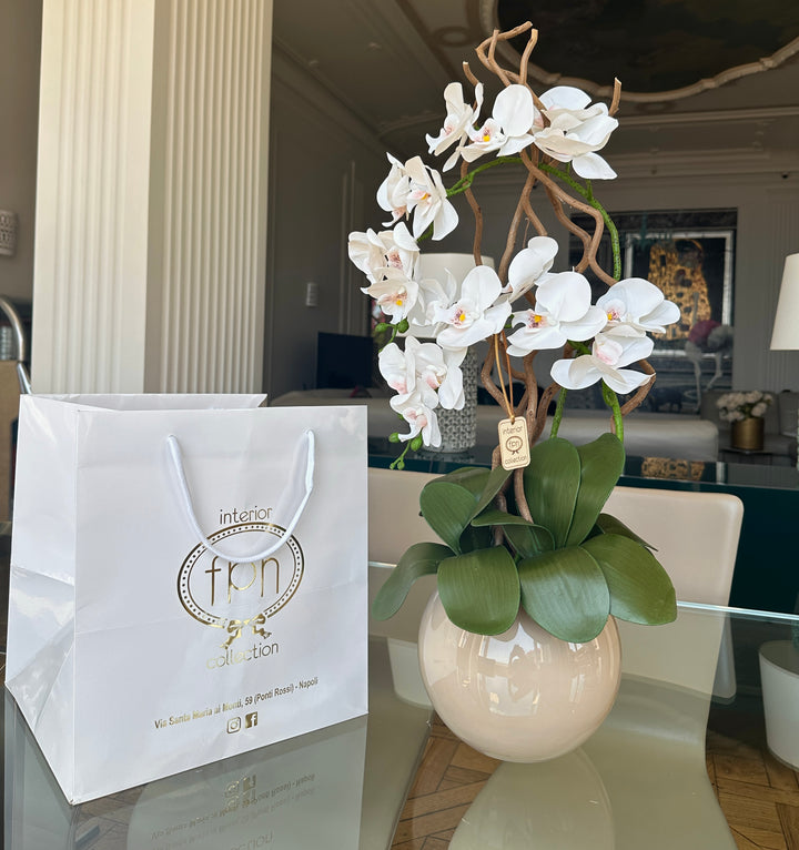 ORCHIDEA-CON VASO TORTORA -ARTIFICIALE-REAL TOUCH-H65cm
