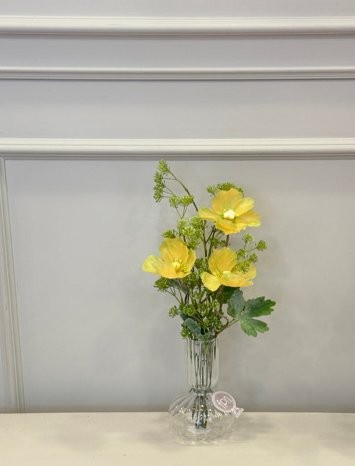Vaso in vetro soffiato-bianco-con composizione come in foto-H40cm