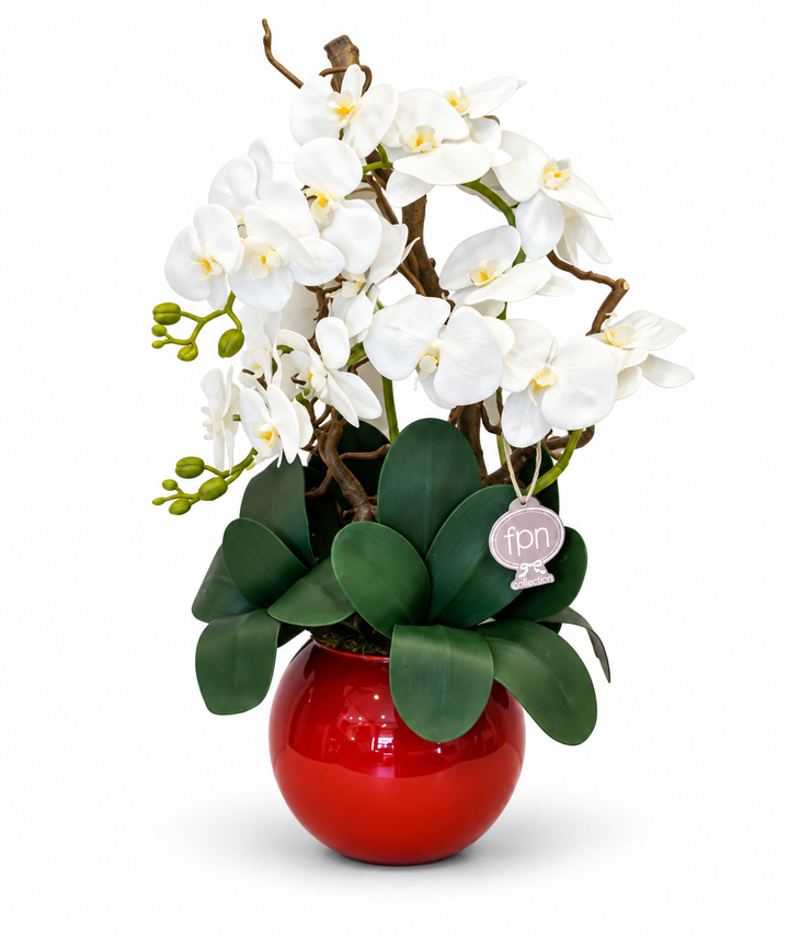 Orchidea-real touch-con vaso ROSSO-H65cm