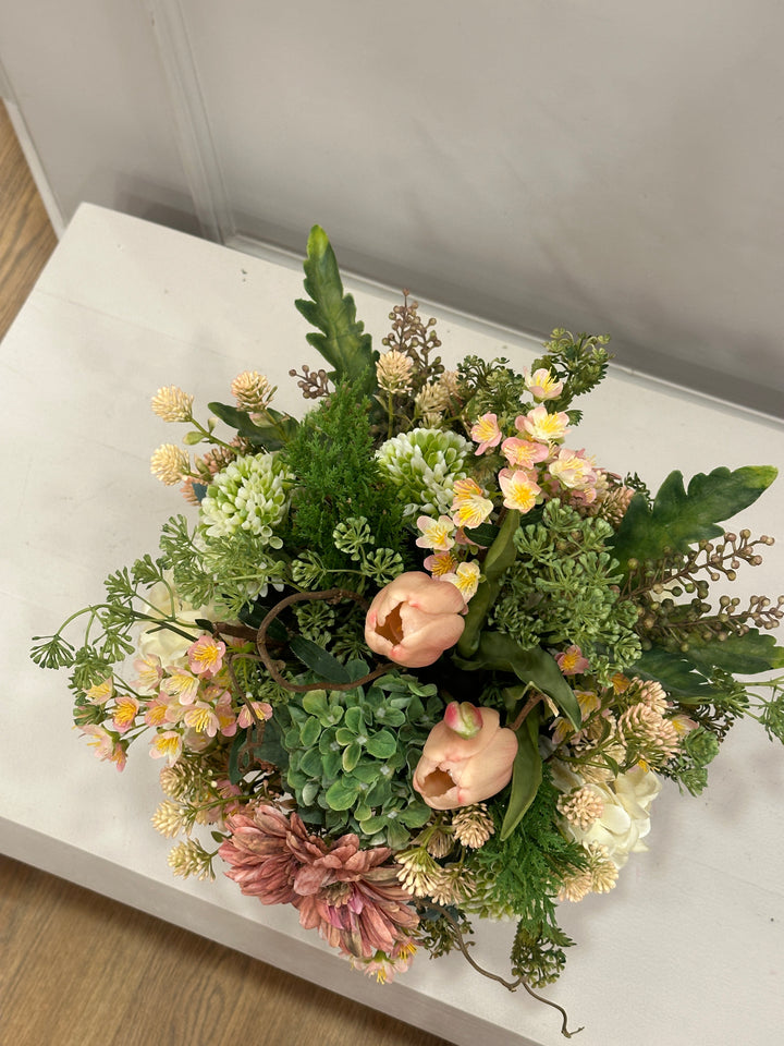 FLOVERY-BOX-COMPOSTA CON FIORI ARTIFICIALI--COLORI COME IN FOTO-H40cm
