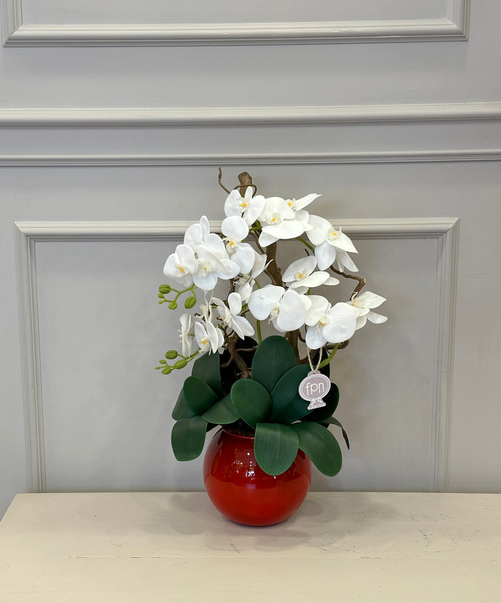 Orchidea-real touch-con vaso ROSSO-H65cm