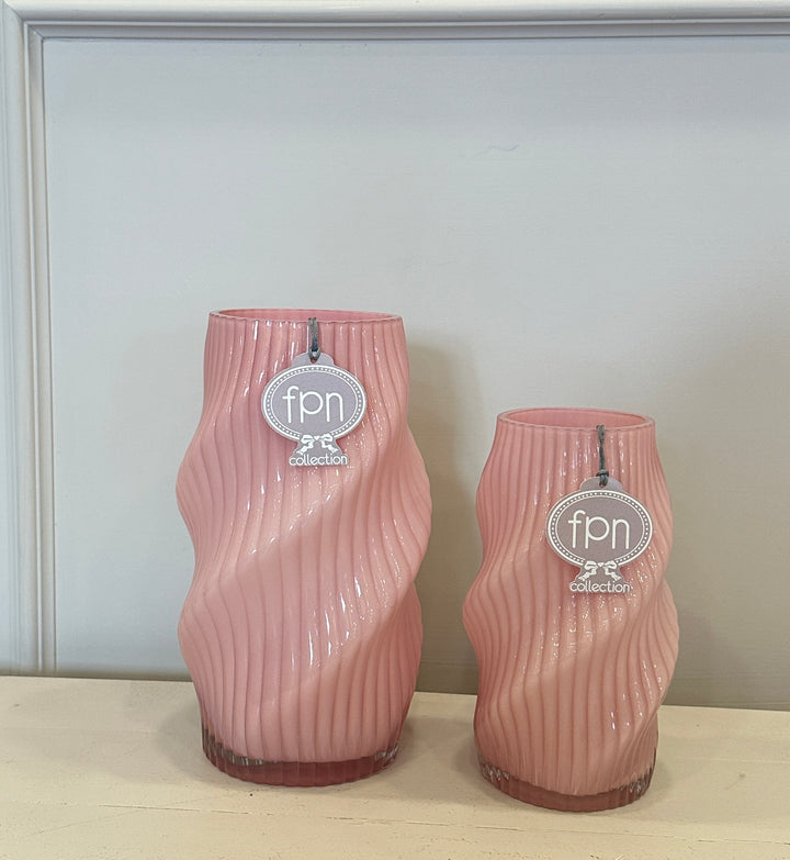 Vaso-in vetro-rosa lavorazione come in foto-disponibile in due dimensioni
