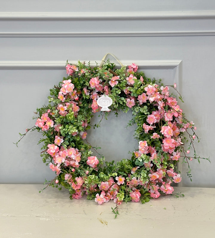 GHIRLANDA-PRIMAVERA-COMPOSTA DA FIORI DI PESCO ROSA- DISPONIBILE IN 3 DIMENSIONI