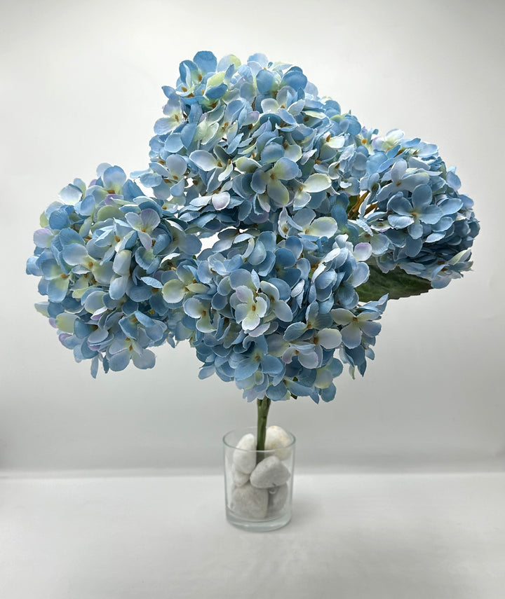 BUSH-A 5 ORTENSIE- AZZURRO-POLVERE-H 44cm