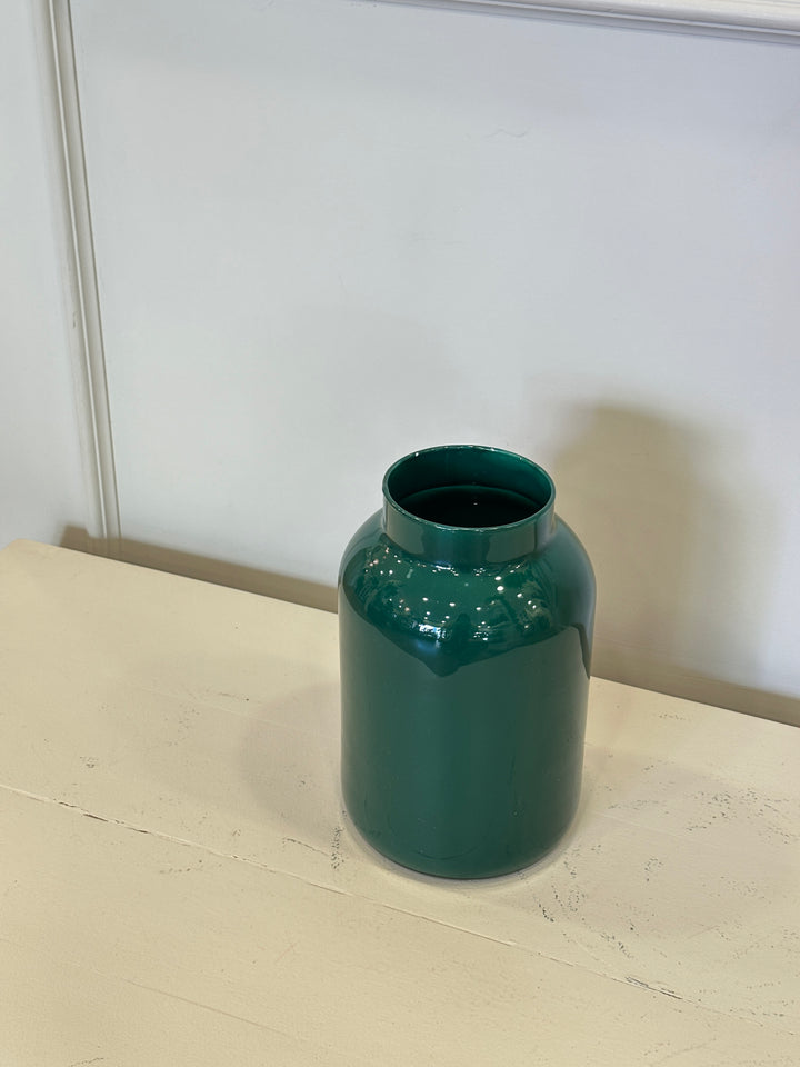 VASO-PORTA FIORI- SMALTATO-VERDE-H26x 13
