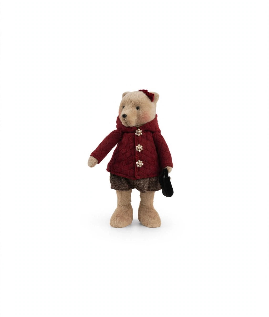 ORSA-CON GIACCA ROSSA-GONNA E BORSETTA-H45cm x24