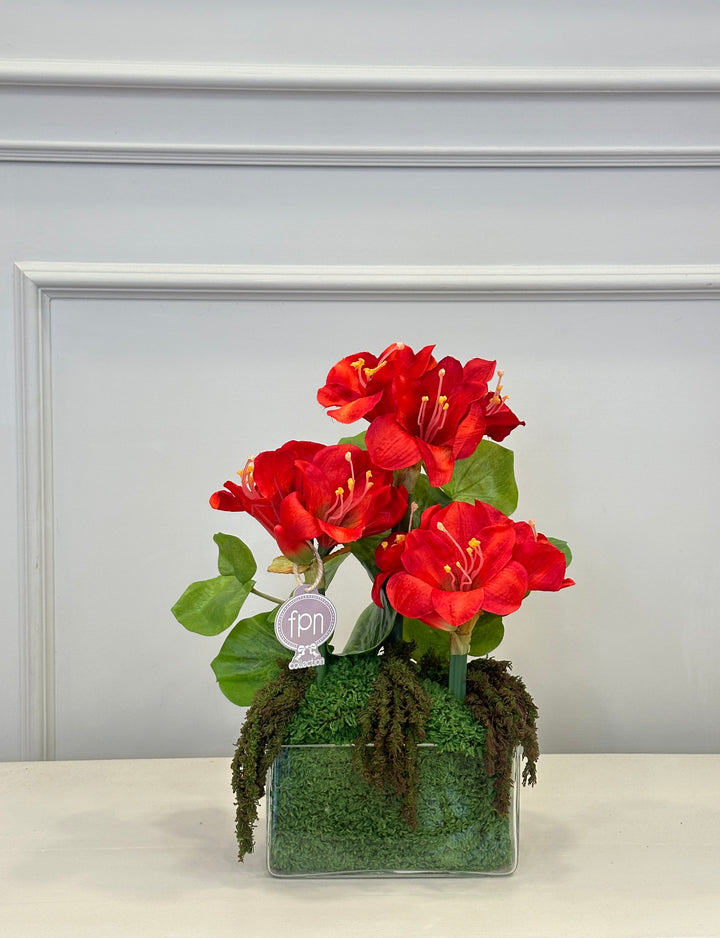 COMPOSIZIONE-IKEBANA-CON AMARILLIS-H40cm x 20cm
