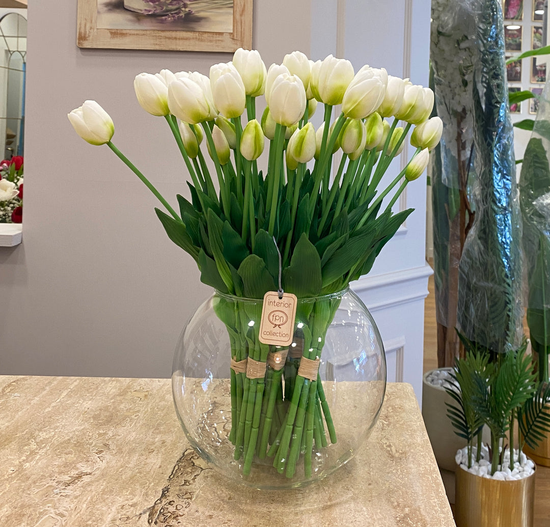 Oairse Set di 2 fiori artificiali in vaso, 14 pezzi, mini tulipani finti realistici al tatto, in vaso di vetro cubico con finto tulipano bianco acqua, bouquet per casa, matrimonio, centrotavola Oairse Set di 2 fiori artificiali in vaso, 14 pezzi, mini tulipani finti realistici al tatto, in vaso di vetro cubico con finto tulipano bianco acqua, bouquet per casa, matrimonio, centrotavola