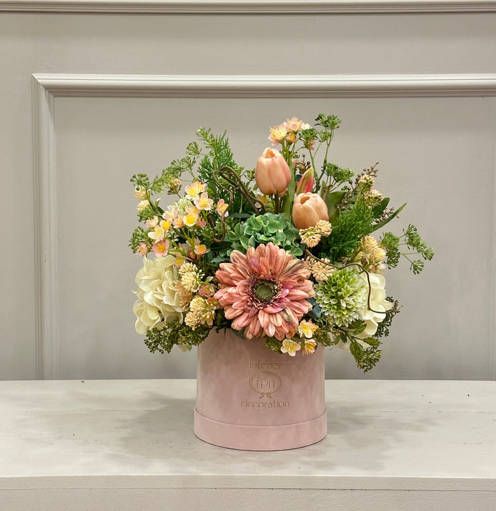 FLOVERY-BOX-COMPOSTA CON FIORI ARTIFICIALI--COLORI COME IN FOTO-H40cm