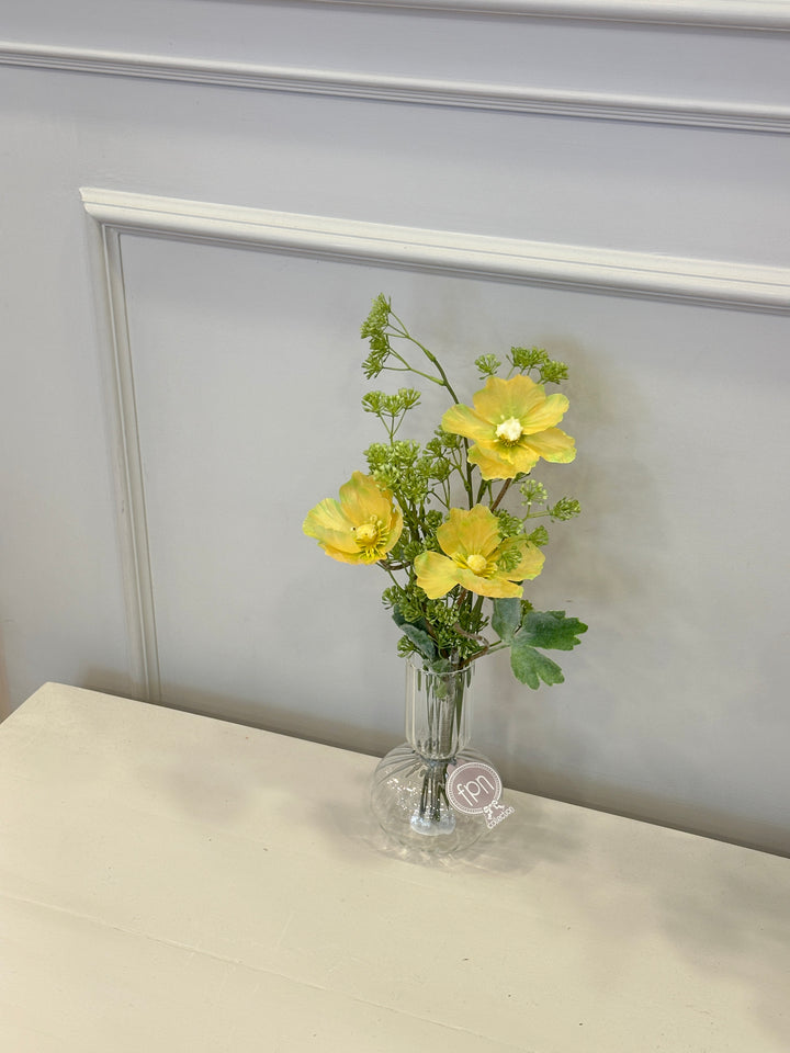 Vaso in vetro soffiato-bianco-con composizione come in foto-H40cm