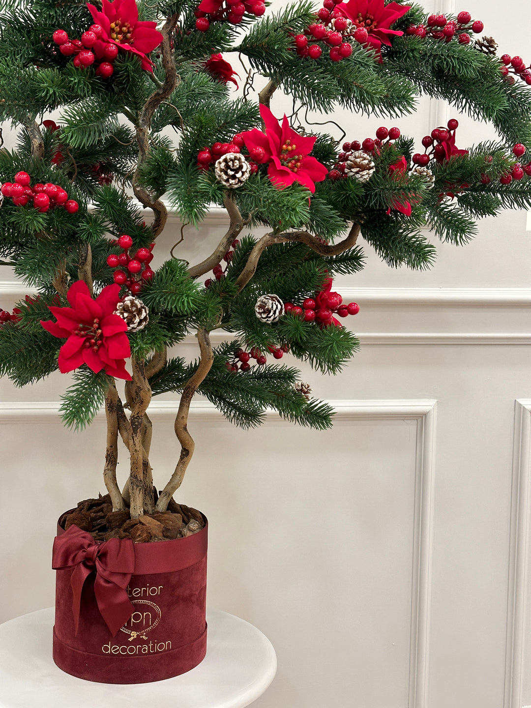 ALBERO-DI-NATALE-COMPOSTO -COME IN FOTO-CON BASE BOURDEAUX-H80cm
