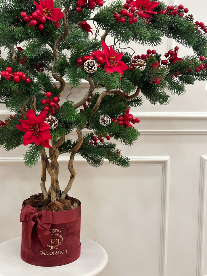 ALBERO-DI-NATALE-COMPOSTO -COME IN FOTO-CON BASE BOURDEAUX-H80cm