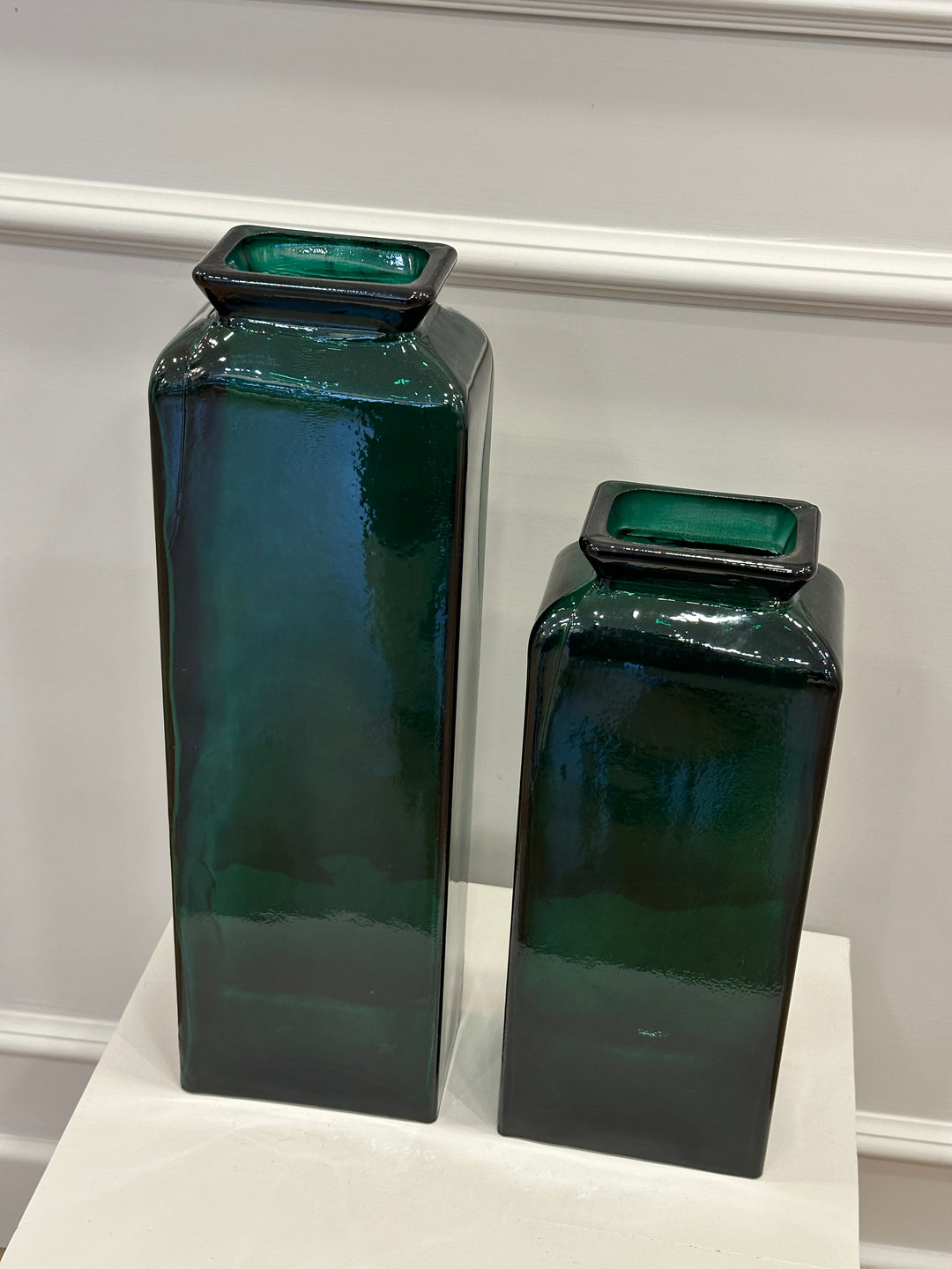 VASO-IN-VETRO-COLOR VERDE SMERALDO-DISPONIBILE IN 2 DIMENSIONI.