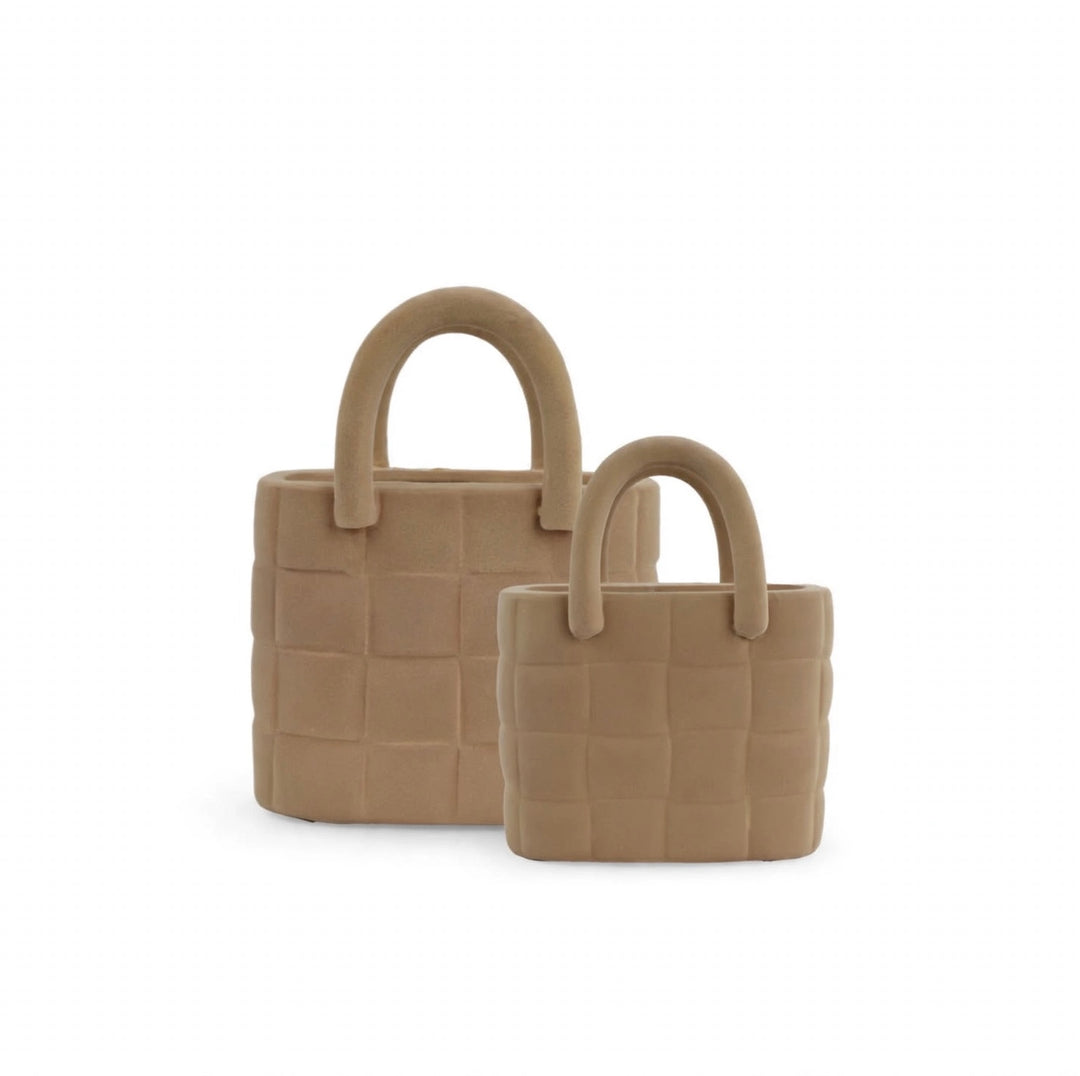 VASO-BORSA-IN CERAMICA RIVESTITO IN VELLUTO-DISPONIBILE IN DUE DIMENSIONI.