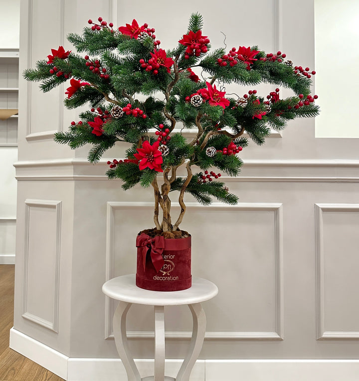 ALBERO-DI-NATALE-COMPOSTO -COME IN FOTO-CON BASE BOURDEAUX-H80cm