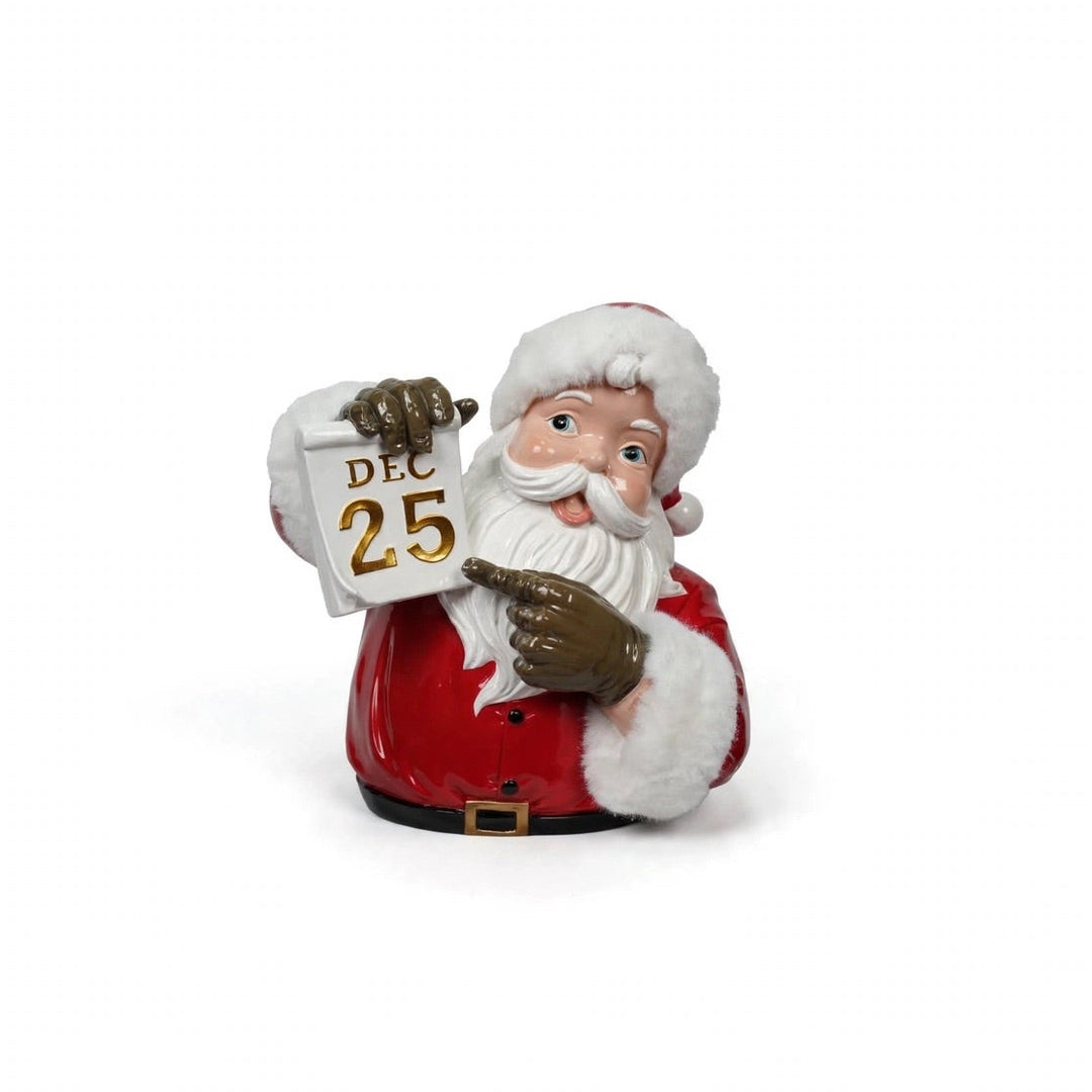 BABBO NATALE-A BUSTO-CON CALENDARIO-IN RESINA-H33cm x 32cm