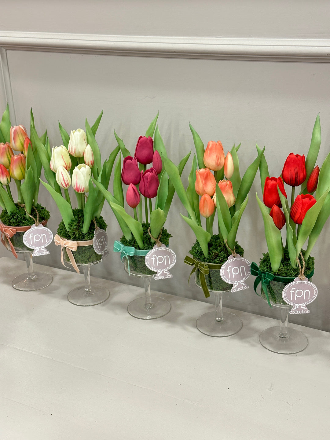 CALICE IN VETRO-COMPOSTO COME IN FOTO-H35CM- DISPONIBILE IN 5 COLORAZIONI