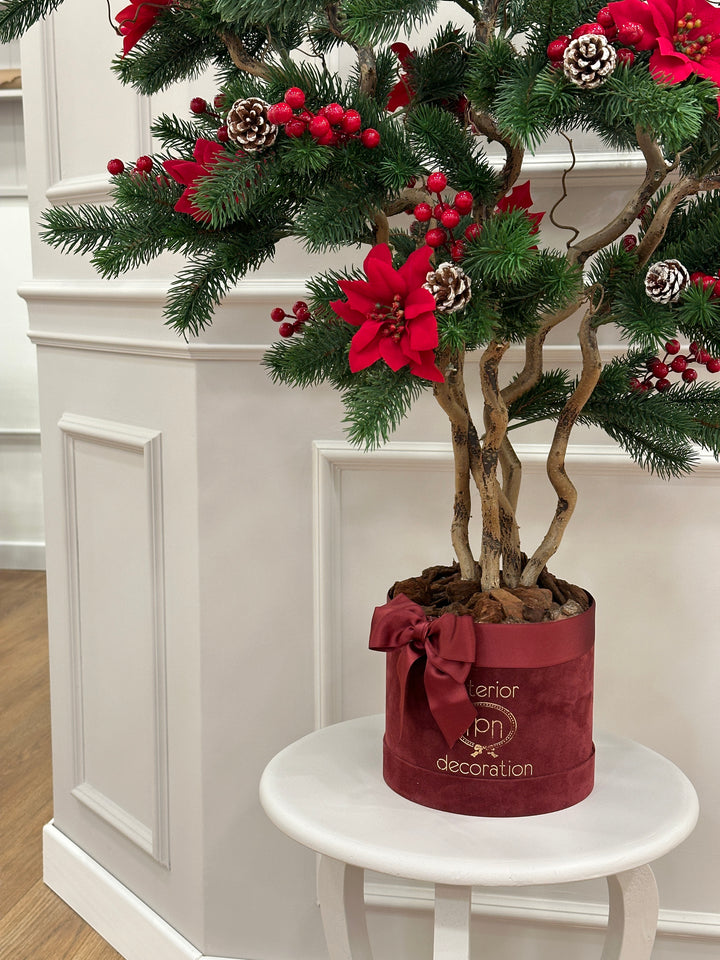 ALBERO-DI-NATALE-COMPOSTO -COME IN FOTO-CON BASE BOURDEAUX-H80cm