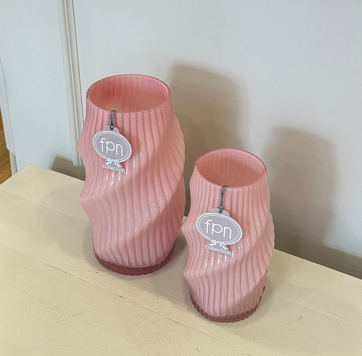 Vaso-in vetro-rosa lavorazione come in foto-disponibile in due dimensioni
