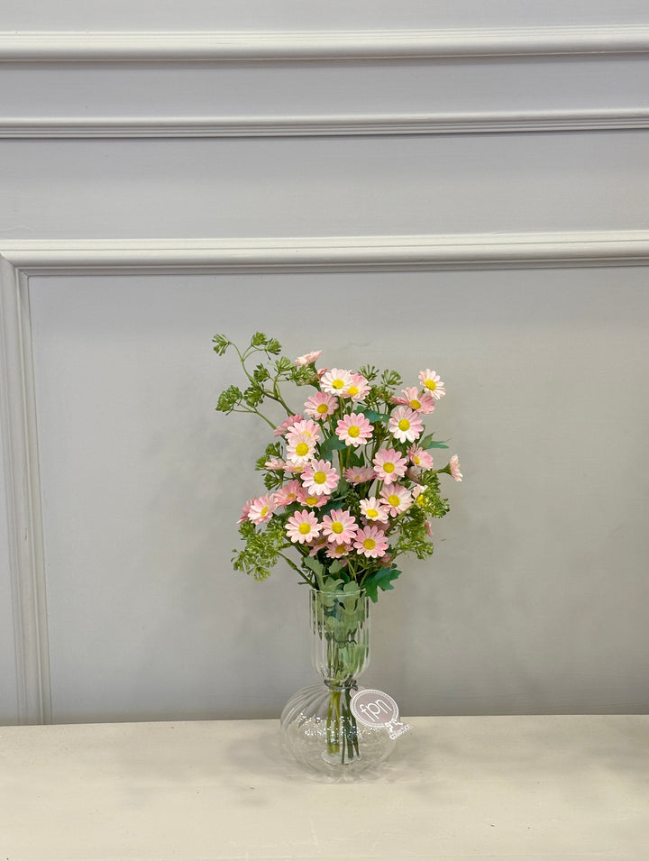 Vaso in vetro soffiato-bianco-con composizione come in foto-H40cm