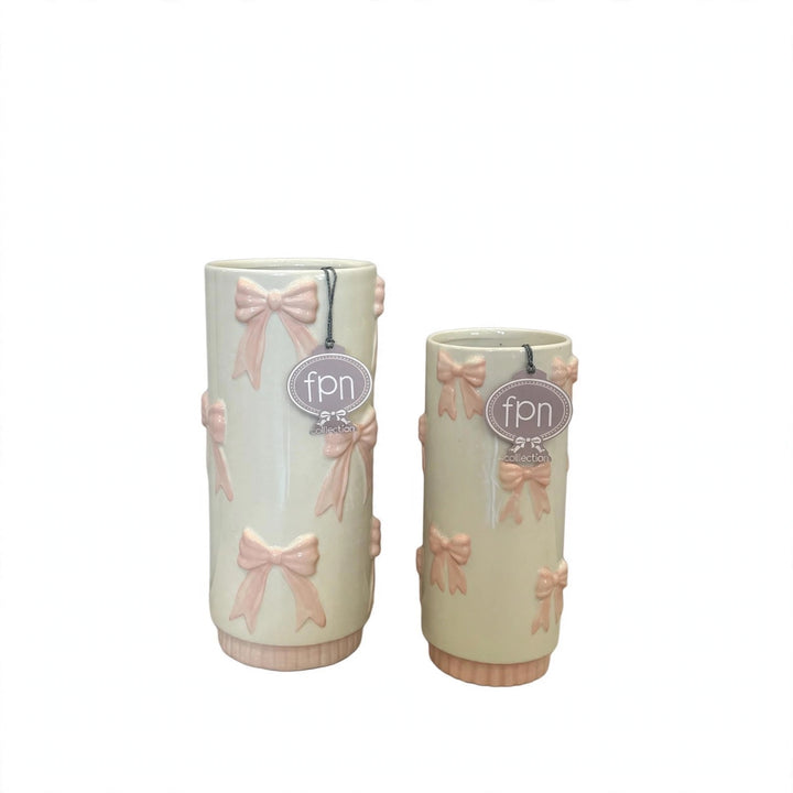 Vaso in ceramica-lavorazione con fiocchi-disponibile in due dimensioni.