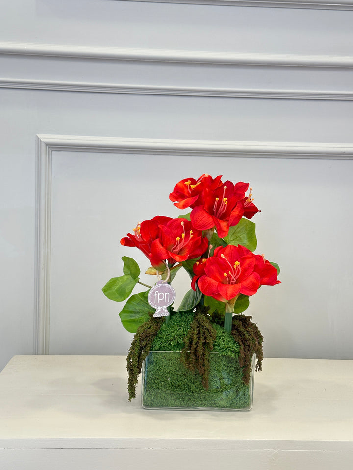 COMPOSIZIONE-IKEBANA-CON AMARILLIS-H40cm x 20cm