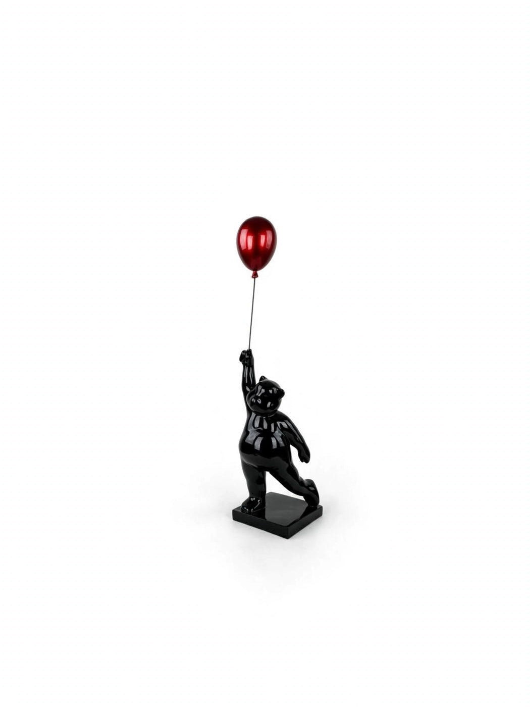 ORSO-NERO-CON PALLONCINO ROSSO IN RESINA-H73cm