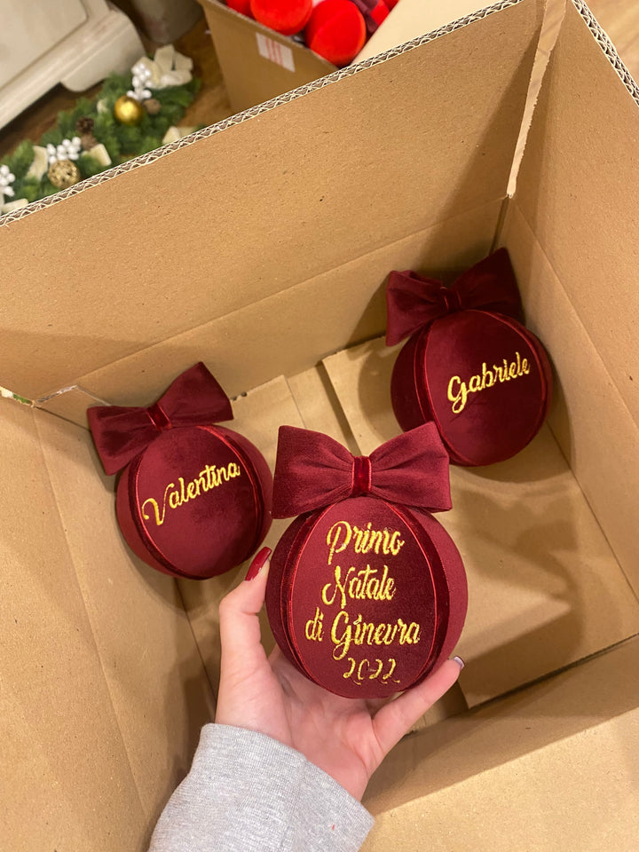 SFERA-PERSONALIZZATA-VELLUTO BOURDEAUX CON RICAMO ORO