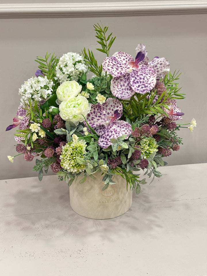 FLOVERY-BOX-COMPOSTA CON FIORI ARTIFICIALI--COLORI COME IN FOTO-H40cm