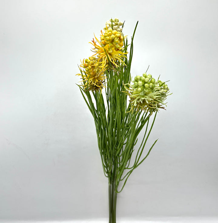 RAMO DI CARDO- CON 6 STELI REAL TOUCH-H60cm VERDE E GIALLO
