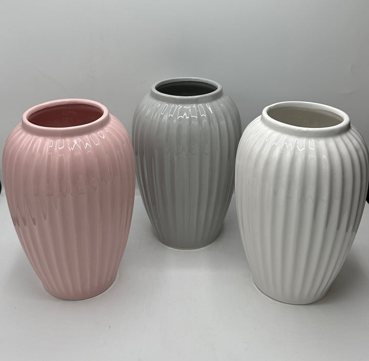 VASO-IN CERAMICA SMALTATA EFFETTO MILLE RIGHE- DIMENSIONE- H25cmx D13cm