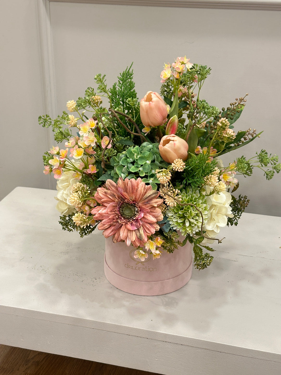 FLOVERY-BOX-COMPOSTA CON FIORI ARTIFICIALI--COLORI COME IN FOTO-H40cm