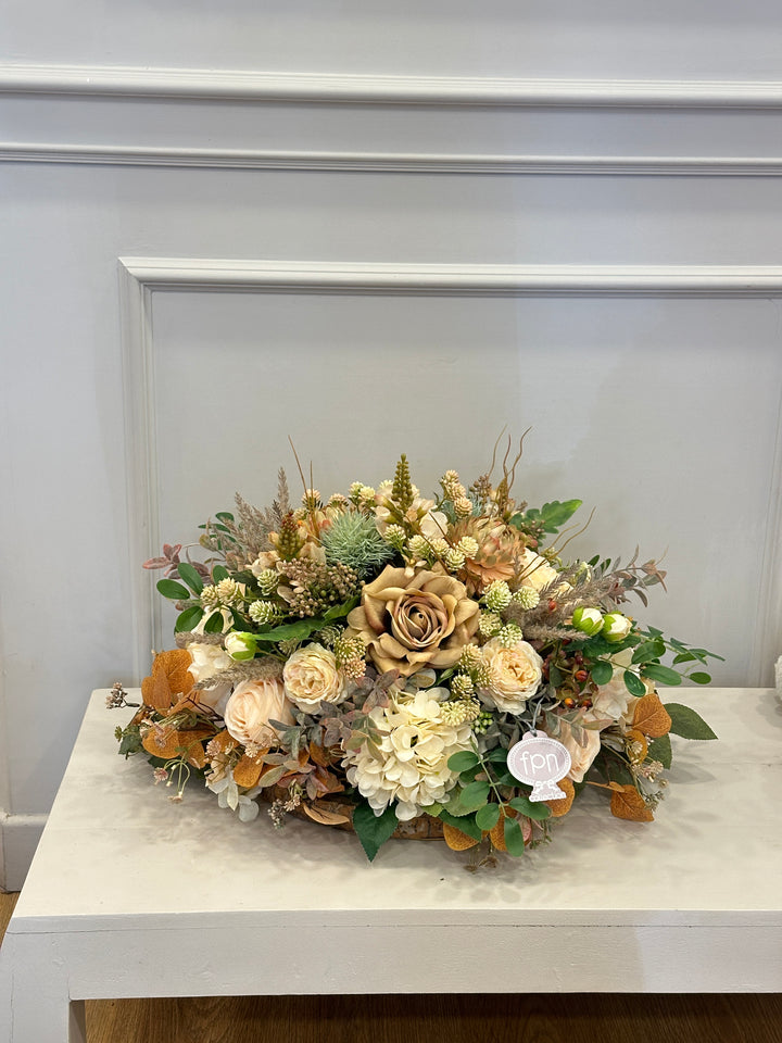 CENTROTAVOLA-AUTUNNALE-COMPOSTO COME IN FOTO-H35cm x lunghezza 50cm