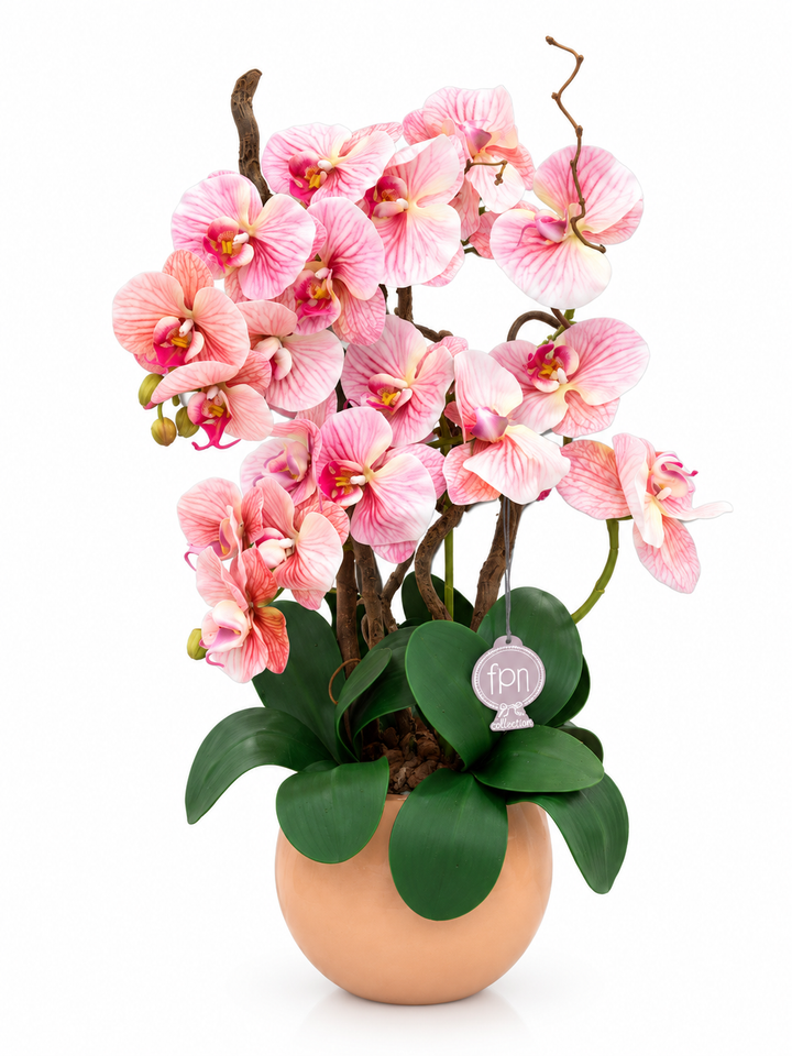 ORCHIDEA-ARTIFICIALE-REAL TOUCH-ROSA-CON VASO ROSA CIPRIA-H65CM