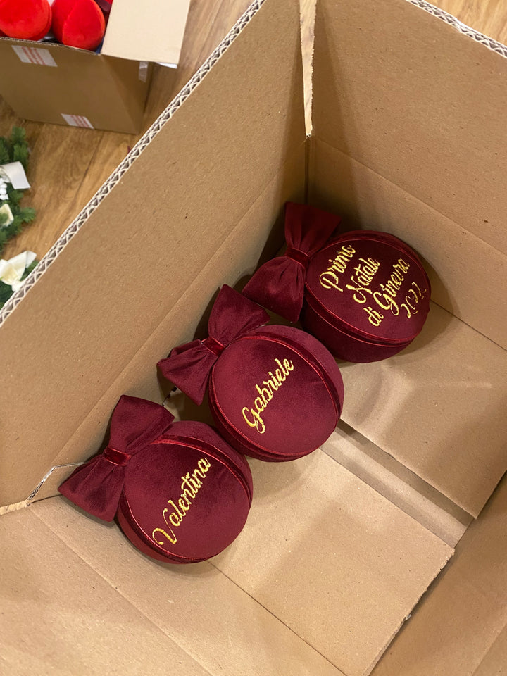 SFERA-PERSONALIZZATA-VELLUTO BOURDEAUX CON RICAMO ORO